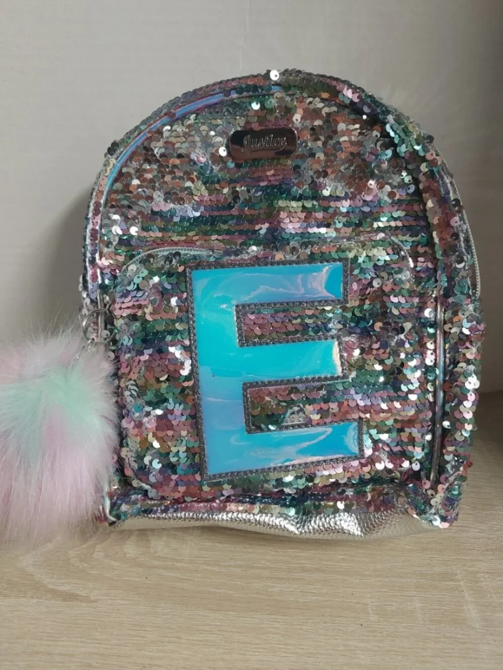 Justice Flip- sequin Backpack with Letter E